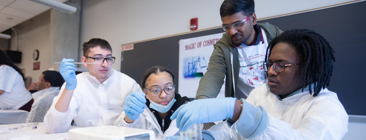 Dr. Harshita Kumari, College of Pharmacy, hosts the Magic of Cosmetic Chemistry workshop for area high school students.